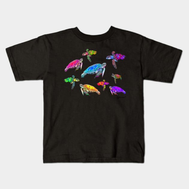 Sea Turtles Dig The Dark! Kids T-Shirt by JJ Barrows 